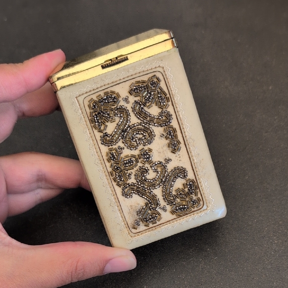 Accessories - Vintage Beaded Cream Cigarette Case